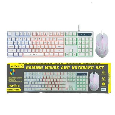 TECLADO Y MOUSE GAMING RETROILUMINADO LUCES RGB BLANCO M-400 - 6