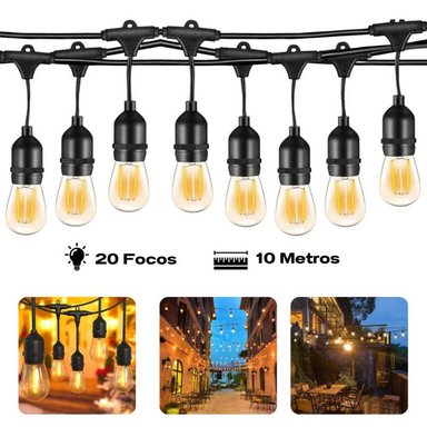GUIRNALDAS GUIRNALDA 10M + 20 FOCOS DX0002 20 FOCOS LED 10 METROS PARA DECORACIÓN AL AIRE LIBRE.