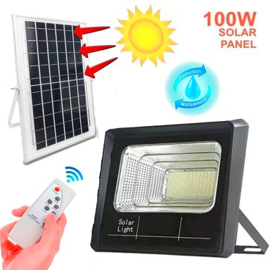 LAMPARA LED CON PANEL SOLAR + CONTROL CON SENSOR DE MOVIMIENTO 100W