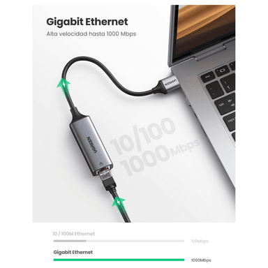 ADAPTADOR UGREEN RED ETHERNET RJ45 A TIPO C MACBOOK LAPTOP CM199 - 5