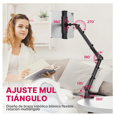 SOPORTE SUJETADOR BRAZO ARTICULADO METÁLICO FLEXIBLE CELULAR TABLET - 3