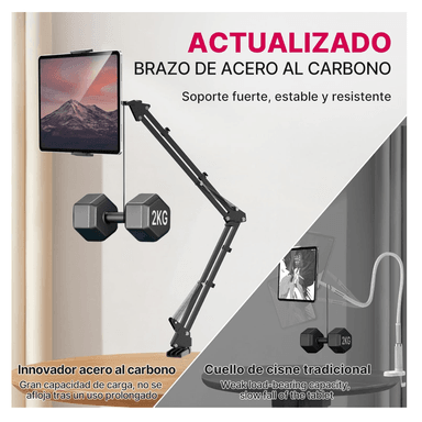SOPORTE SUJETADOR BRAZO ARTICULADO METÁLICO FLEXIBLE CELULAR TABLET - 4