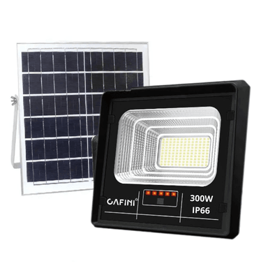 LÁMPARA CAFINI CAFINI 300W REFLECTOR LED RECARGABLE CON PANEL SOLAR LUZ 300W NEGRO