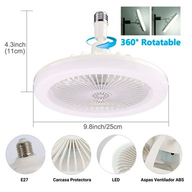 FOCO VENTILADOR SEISA 30W TECHO GIRATORIO AJUSTABLE CONTROL Y FRAGANCIA - 4
