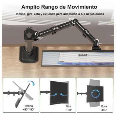 RACK SOPORTE DE MONITOR ERGONOMICO BRAZO ARTICULADO DE MESA 13 A 33 PULGADAS Z011 - 2