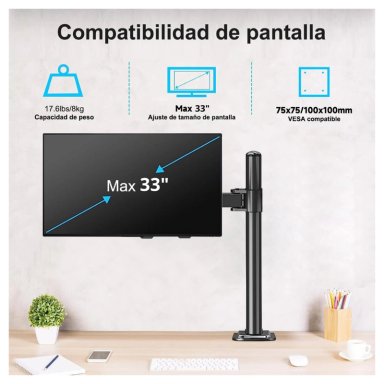 RACK SOPORTE DE MONITOR ERGONOMICO BRAZO ARTICULADO DE MESA 13 A 33 PULGADAS Z011 - 6