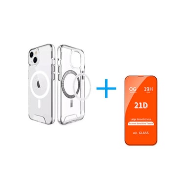 FUNDA CLEAR CASE CON MAGSAFE TRANSPARENTE + VIDRIO TEMPLADO PARA IPHONE 14 PRO - 1