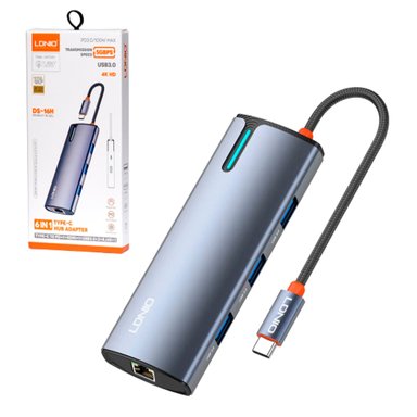 ADAPTADOR LDNIO DS-16H HUB 6 EN 1 PD3.0/100W MAX 4K HD VELOCIDAD 5 GBPS - 2