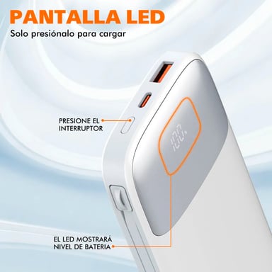 POWER BANK BATERIA EXTERNA LDNIO PQ19 DIGITAL DE 10000MAH BLANCO - 4