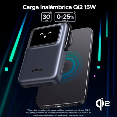 POWER BANK UGREEN PB764 (45329) UNO 10000MAH QI2 MINI 20W - GRIS - 5