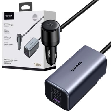 CARGADOR DE AUTO UGREEN EC706 PUERTO MÚLTIPLE 150W NEGRO - 1