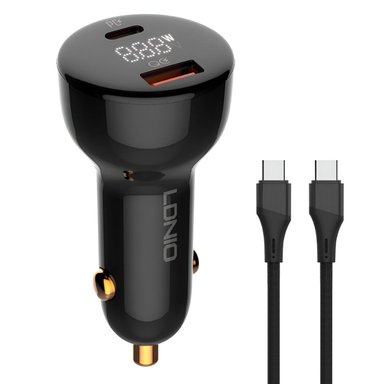 CARGADOR DE AUTO 100W LDNIO C101 CARGA RÁPIDA + CABLE TIPO-C A C - 1