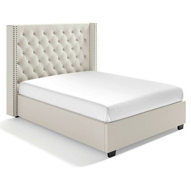 CAMA LEMUEBLE CAPITONÉ 2 PLAZAS TAPIZADA PERLA