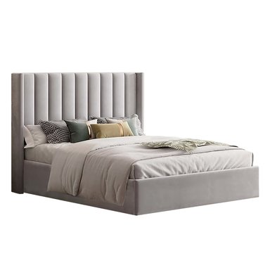 CAMA LEMUEBLE LISTÓN 2 PLAZAS TAPIZADA PLOMO CLARO - 2