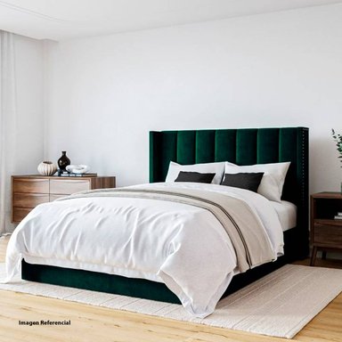 CAMA LEMUEBLE LISTÓN 1.5 PLAZAS TAPIZADA VERDE OLIVO - 2
