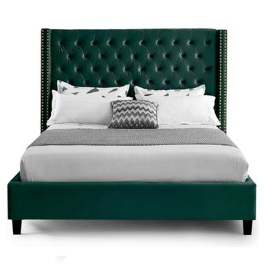 CAMA LEMUEBLE CAPITONÉ 2 PLAZAS TAPIZADA VERDE OLIVO