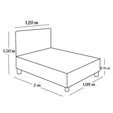 CAMA LEMUEBLE LISTÓN 1.5 PLAZAS TAPIZADA BEIGE CON PATAS MADERA - 5