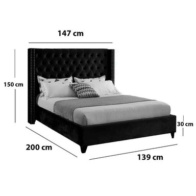 CAMA LEMUEBLE CAPITONÉ 2 PLAZAS TAPIZADA NEGRO - 3