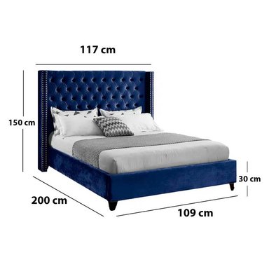 CAMA LEMUEBLE CAPITONÉ 1.5 PLAZAS TAPIZADA AZUL. - 5