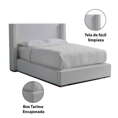 CAMA LEMUEBLE LISA 2 PLAZAS TAPIZADA PLOMO CLARO - 2