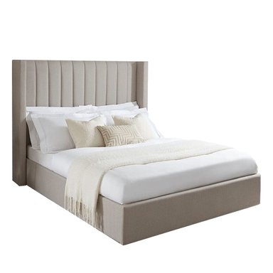 CAMA LEMUEBLE LISTÓN 2 PLAZAS TAPIZADA BEIGE - 3