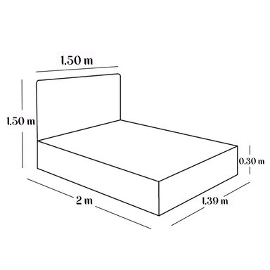 CAMA LEMUEBLE LISTÓN 2 PLAZAS TAPIZADA AZUL - 3