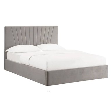 CAMA LEMUEBLE RAYAS 2 PLAZAS TAPIZADA PLOMO CLARO - 2