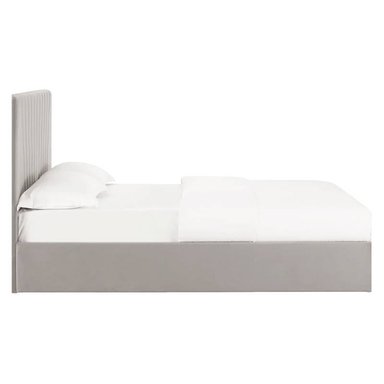 CAMA LEMUEBLE RAYAS 2 PLAZAS TAPIZADA PLOMO CLARO - 4