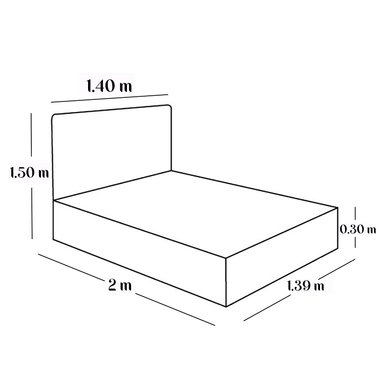 CAMA LEMUEBLE RAYAS 2 PLAZAS TAPIZADA PLOMO CLARO - 5
