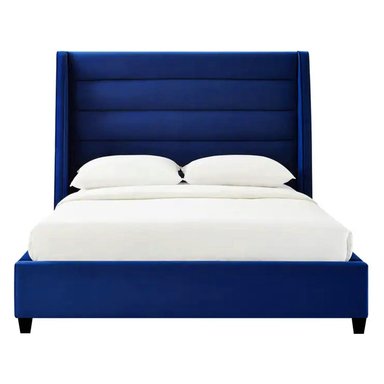 CAMA LEMUEBLE LISTÓN VENUS 1.5 PLAZAS TAPIZADA AZUL