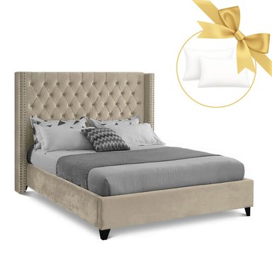CAMA LEMUEBLE CAPITONÉ 1.5 PLAZAS TAPIZADA BEIGE
