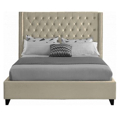 CAMA LEMUEBLE CAPITONÉ 2 PLAZAS TAPIZADA BEIGE - 2