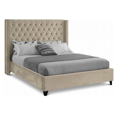 CAMA LEMUEBLE CAPITONÉ 2 PLAZAS TAPIZADA BEIGE - 3