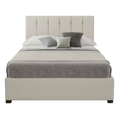 CAMA LEMUEBLE LISTÓN 1.5 PLAZAS TAPIZADA CON BOTONES BEIGE