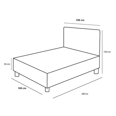 CAMA LEMUEBLE LISTÓN 1.5 PLAZAS TAPIZADA GOLD - 5