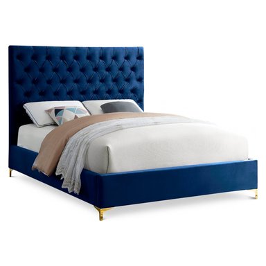CAMA TAPIZADA CAPITONÉ ADDA 1.5 PLZ AZUL - 2