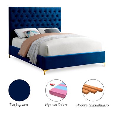 CAMA TAPIZADA CAPITONÉ ADDA 1.5 PLZ AZUL - 4