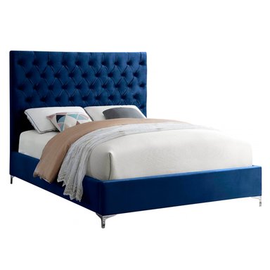 CAMA LEMUEBLE CAPITONÉ ABBA 2 PLAZAS TAPIZADA AZUL - 2