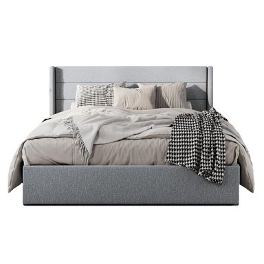 CAMA TAPIZADA LISTÓN VENUS GRIS CLARO 2 PLAZAS