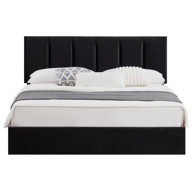 CAMA LEMUEBLE LISTÓN ADDA 1.5 PLAZAS TAPIZADA NEGRO