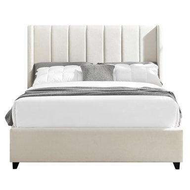 CAMA LEMUEBLE LISTÓN 2 PLAZAS TAPIZADA CON TACHAS IVORY