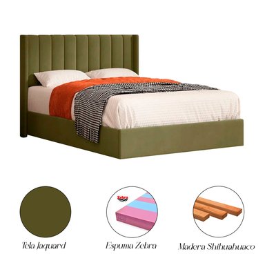 CAMA LEMUEBLE LISÓN 2 PLAZAS TAPIZADA LISTÓN PISTACHO - 4
