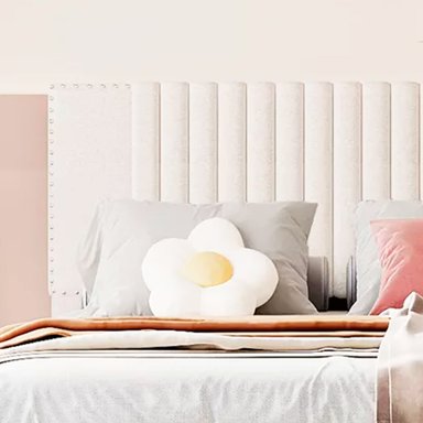 CAMA LEMUEBLE LISTÓN IRIS QUEEN TAPIZADA IVORY - 2