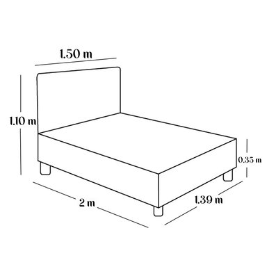 CAMA TAPIZADA LISTÓN CON BOTONES AZUL 2 PLAZAS - 5