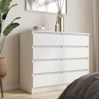 COMODA MELAMINA BLANCO 1.20M 8 CAJONES