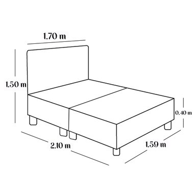CAMA TAPIZADA LISTÓN CON PATAS VINTAGE GRIS OSCURO QUEEN - 5