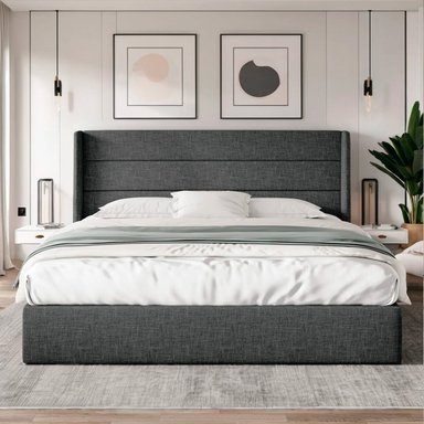 CAMA TAPIZADA LISTÓN VENUS GRIS OSCURO 1.5 PLZ - 3