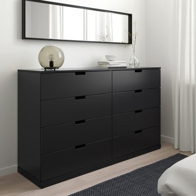 Comoda Melamina Negro 1.20m 8 Cajones NILD
