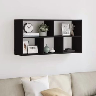 REPISA FLOTANTE MELAMINA 5 DIVISIONES 90X60X20CM NEGRO