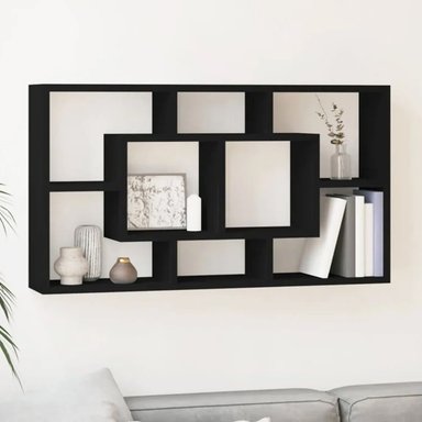 REPISA FLOTANTE MELAMINA 4 DIVISIONES 90X60X20CM NEGRO